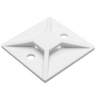 HellermannTyton MB510C2 Screw Mount Cable Tie Base, 1.49" x 1.49", .35" Max Tie Width, .19" Hole Dia, PA66, White, 100/pkg