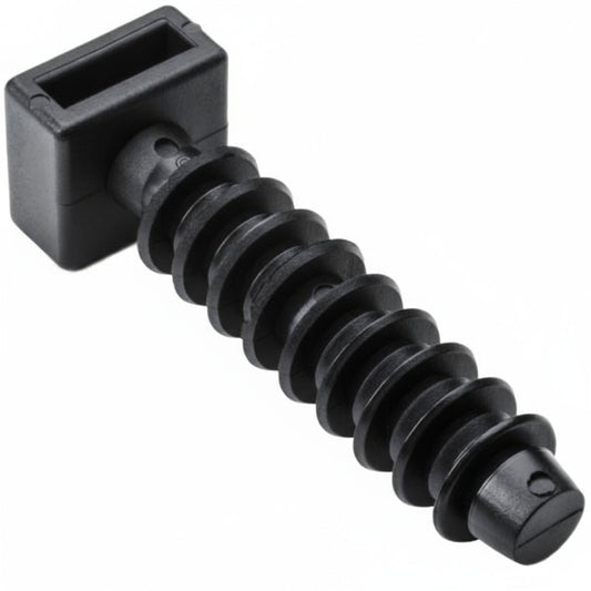 HellermannTyton MMB10H4 Masonry Cable Tie Mount, 1.712" Long, .312" Hole Dia, .18" Max Cable Tie Width, PA46, Black, 500/pkg