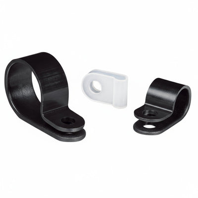 HellermannTyton 211-60059 P-Clamp, 0.39" Wide, 0.37'' Max Bundle Dia, 0.17'' Mounting Hole Dia, PA66, Natural, 1000/pkg