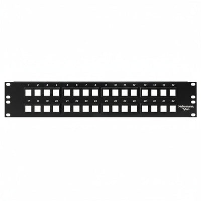 HellermannTyton P108-32-MOD Modular Patch Panel 32 Port, 2U, Steel, Black, 1/box