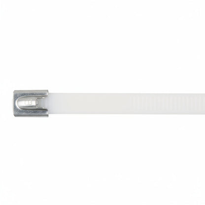 Panduit 14" 250lb Fully Coated White Polyester 316 Pan-Steel Stainless Steel Cable Ties 50/bag Part #MLTFC4H-LP316WH