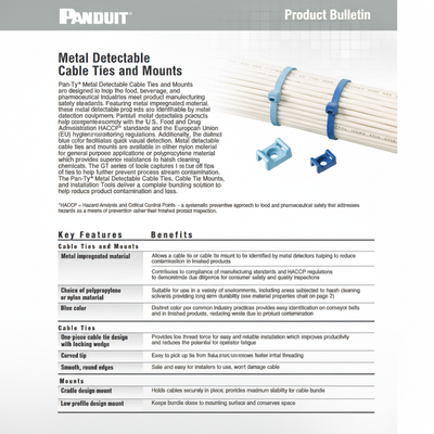 Panduit Pan-Ty ® Cable Ties – Metal Detectable Nylon 6.6