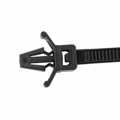 5" 40lb Black Push Mount Cable Ties With Wings 100/bag Part # PM5-40-0C-WW