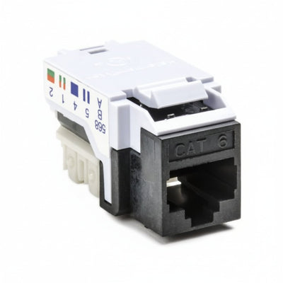 HellermannTyton RJ45FC6-BLK Category 6 Modular Keystone Jack, Plenum Rated, Black, 1/bag