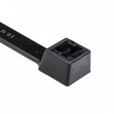 HellermannTyton RT150REP0X2 Releasable Cable Tie, Release Tab, 15.4" Long, 175lb Tensile Strength, PA66, Black, 25/pkg