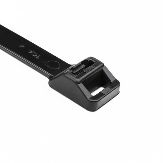 HellermannTyton RT250I0UVX2 Releasable Cable Tie, Release Tab, 28.7" Long, 250lb Tensile Strength, PA66UV, Black, 25/pkg