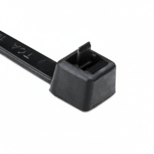 HellermannTyton RT50S0C2 Releasable Cable Tie, Release Tab, 6.5" Long, 50 lb Tensile Strength, PA66, Black, 100/pkg