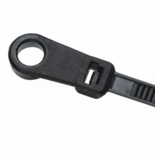 4" 18lb Screw Mount Black Mounting Head Cable Ties 100/bag Part # SM4-18-0C
