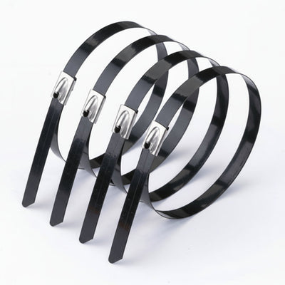 Panduit 14" 250lb Fully Coated Black Polyester 316 Pan-Steel Stainless Steel Cable Ties 50/bag Part #MLTFC4H-LP316