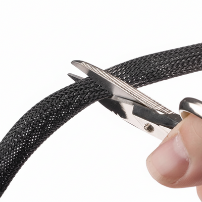 3/4” Black Techflex Clean Cut Fray Resistant Expandable Braided Sleeving 75ft