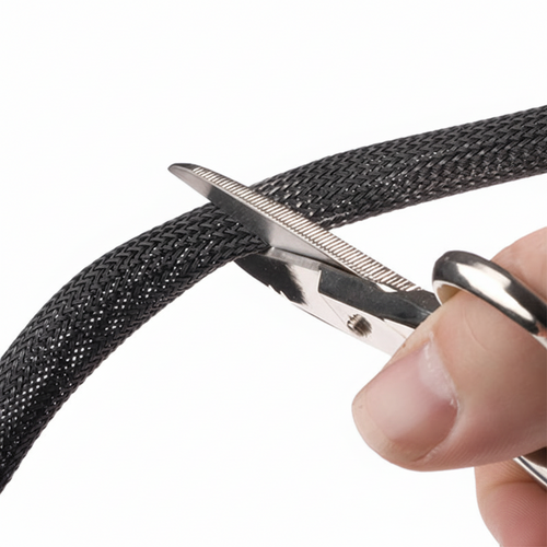1” Black Techflex Clean Cut Fray Resistant Expandable Braided Sleeving 50ft