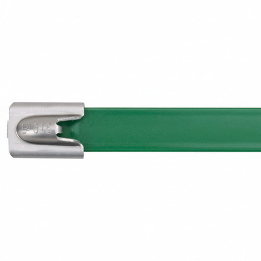Panduit 14" 250lb Fully Coated Green Polyester 316 Pan-Steel Stainless Steel Cable Ties 50/bag Part #MLTFC4H-LP316GR