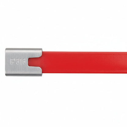 Panduit 14" 250lb Fully Coated Red Polyester 316 Pan-Steel Stainless Steel Cable Ties 50/bag Part #MLTFC4H-LP316RD