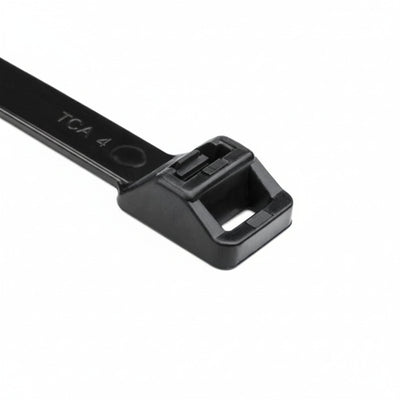 HellermannTyton SR255S0HIHSUVX2 Releasable Cable Tie, 8.9" Long, 250lb Tensile Strength, PA66HIRHSUV, Black, 25/pkg