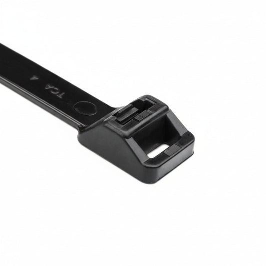 HellermannTyton SR255X0HIHSUVX2 Releasable Cable Tie, 14.6" Long, 250lb Tensile Strength, PA66HIRHSUV, Black, 25/pkg