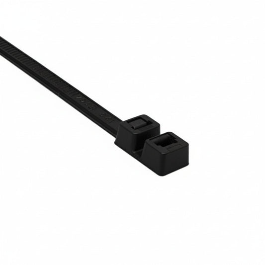 HellermannTyton T120RDH0H4 Double-Head Cable Tie, 15.7" Long, 120lb Tensile Strength, PA66, Black, 500/pkg