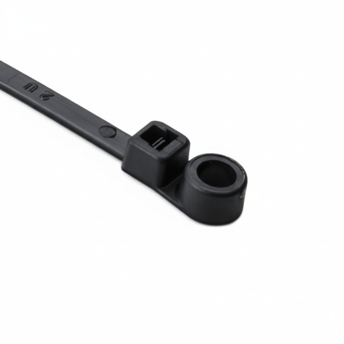 HellermannTyton T30MR0M4 Screw-Mount Cable Tie, 6.3" Long, #8 Screw, 1.3" Max Bundle Dia, 30lb, PA66, Black, 1000/pkg