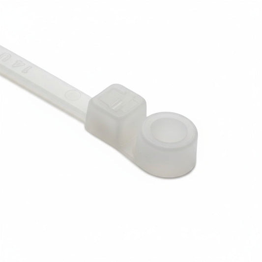 HellermannTyton T30MR9C2 Screw-Mount Cable Tie, 6.3" Long, #8 Screw, 1.3" Max Bundle Dia, 30lb, PA66, Natural, 100/pkg