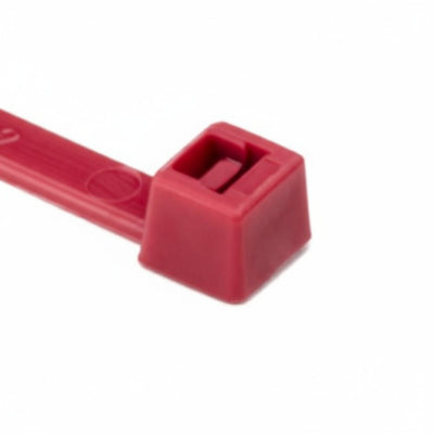 HellermannTyton T50I2C2UL Standard Cable Tie, 12" Long, UL Rated, 50lb Tensile Strength, PA66, Red, 100/pkg