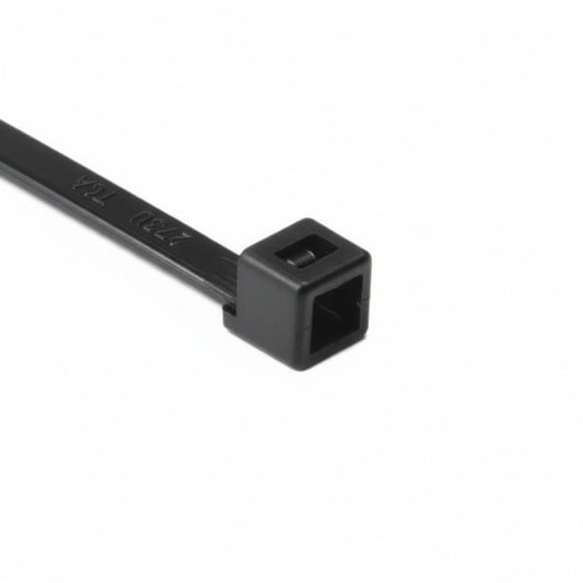 HellermannTyton T50R0C2 Standard Cable Tie, 8" Long, UL Rated, 50lb Tensile Strength, PA66, Black, 100/pkg