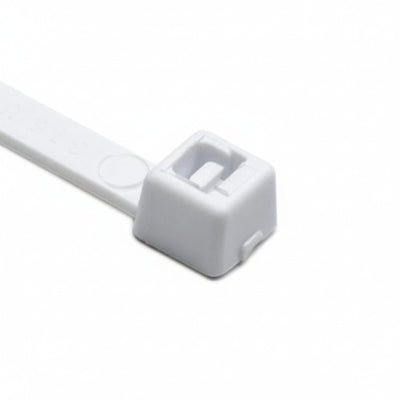 HellermannTyton T50R10C2 Standard Cable Tie, 8" Long, UL Rated, 50lb Tensile Strength, PA66, White, 100/pkg