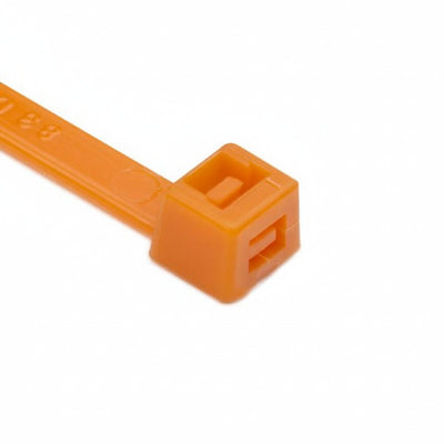 HellermannTyton T50R3M4 Standard Cable Tie, 8" Long, UL Rated, 50lb Tensile Strength, PA66, Orange, 1000/pkg