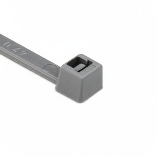 HellermannTyton T50R8C2 Standard Cable Tie, 8" Long, UL Rated, 50lb Tensile Strength, PA66, Gray, 100/pkg