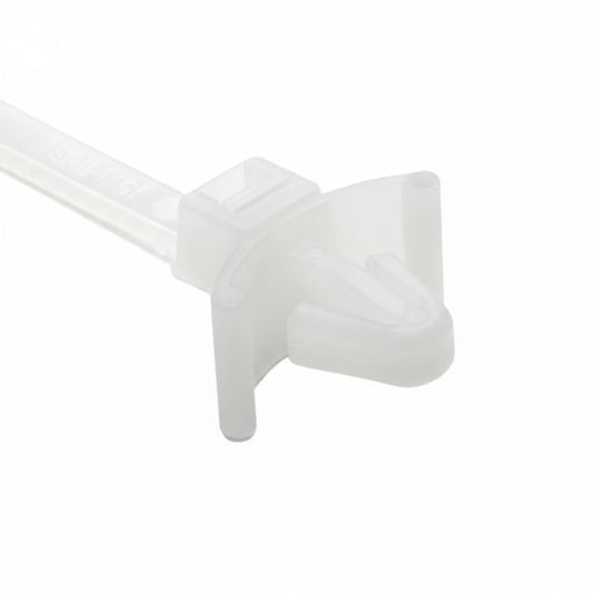 HellermannTyton T50SL7.NN6P Arrowhead Push-Mount Cable Tie, 6.5"L, 50lb, 0.03"–0.10" Panel Thickness, PA66, Natural, 500/bag