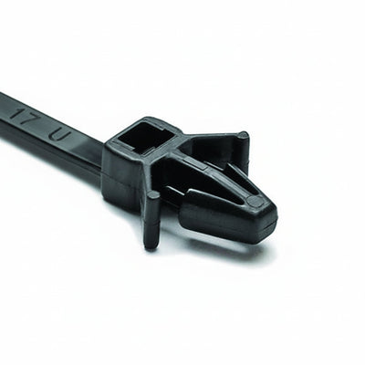 HellermannTyton 126-00069 Arrowhead Push-Mount Cable Tie, 6"L, 50lb, 0.03"–0.12" Panel Thickness, PA66, Natural, 500/bag