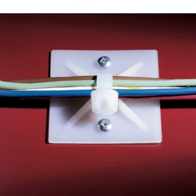 Thomas & Betts TC050X050A-C Cable Tie 4-Way Mounting Base .5x.5" Natural Nylon 6.6, Adhesive Mounting For Use with Cable Ties Up to 18 lbs.