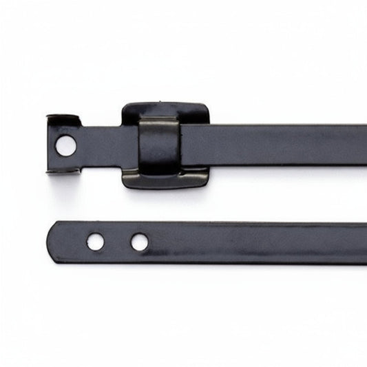 6" 300lb Releasable Black Polyester Coated 316 Stainless Steel Cable Ties 100/bag Part #SSPC6R-HD-C
