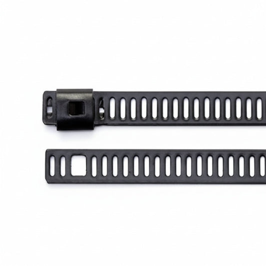 7" 150lb Black Polyester Coated 316 Stainless Steel Ladder Cable Ties 100/bag Part #SSPC7-LD-Ladder-C