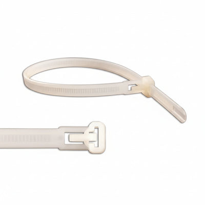 6" 50lb Natural Trigger Releasable Cable Ties 100/bag Part #RT6-50-9C-.30