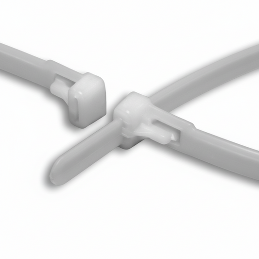 10" 50lb Natural Trigger Releasable Cable Ties 100/bag Part #RT10-50-9C-.30