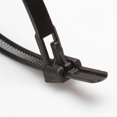 8" 50lb UV Black Trigger Releasable Cable Ties 100/bag Part #RT8-50-0C-.30