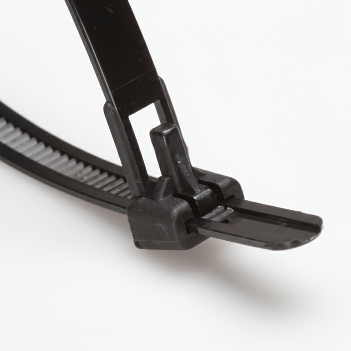 10" 50lb Black Trigger Releasable Cable Ties 100/bag Part #RT10-50-0C-.30