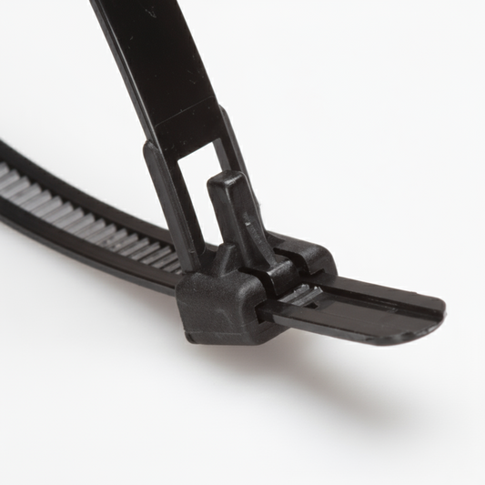 10" 50lb Black Trigger Releasable Cable Ties 100/bag Part #RT10-50-0C-.30