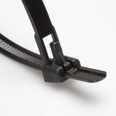 11" 50lb Black Trigger Releasable Cable Ties 100/bag Part #RT11-50-0C-.30