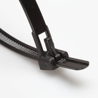 6" 50lb Black Trigger Releasable Cable Ties 100/bag Part #RT6-50-0C-.30