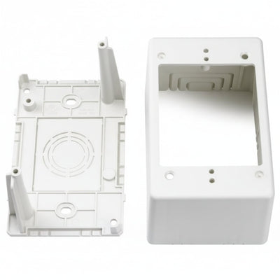 HellermannTyton TSRPFW-JB3 Single Gang Junction Box, 2.77" Deep, PVC, Office White, 1/bag