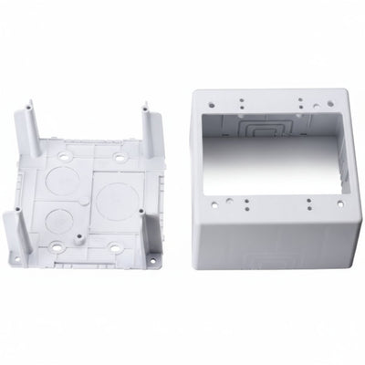 HellermannTyton TSRPW-JBD2 Dual Gang Junction Box, 2.77" Deep, PVC, White, 1/bag