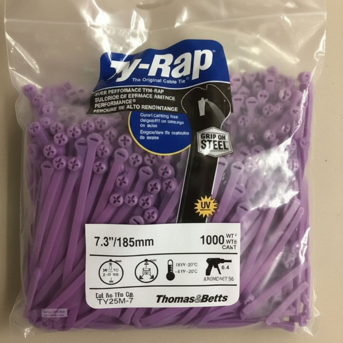 Thomas & Betts TY25M-7 7" 50lb Purple 1000/bag