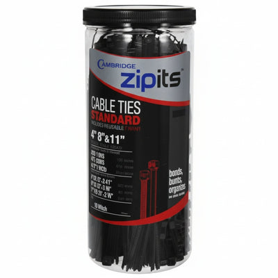 650 Piece Assorted UV Black Cable Tie Tube