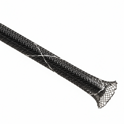 1 1/2” Black w/ White Tracer Techflex Flexo FR Flame Retardant Braided Sleeving 40ft