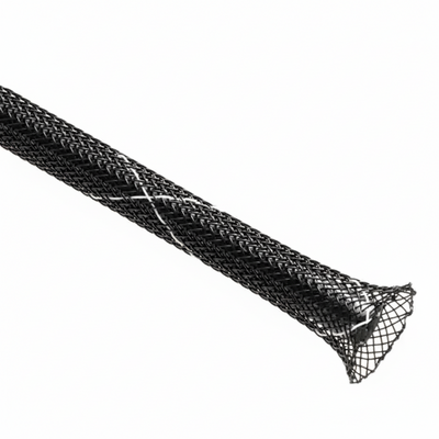 1 3/4” Black w/ White Tracer Techflex Flexo FR Flame Retardant Braided Sleeving 30ft