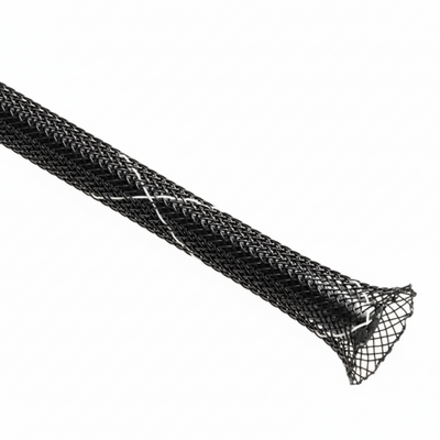 2” Black w/ White Tracer Techflex Flexo FR Flame Retardant Braided Sleeving 50ft
