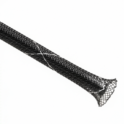 1/4” Black w/ White Tracer Techflex Flexo FR Flame Retardant Braided Sleeving 200ft