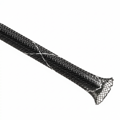 5/16” Black w/ White Tracer Techflex Flexo FR Flame Retardant Braided Sleeving 150ft