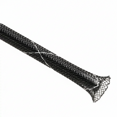 1/2” Black w/ White Tracer Techflex Flexo FR Flame Retardant Braided Sleeving 100ft