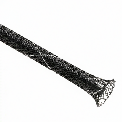 3/4” Black w/ White Tracer Techflex Flexo FR Flame Retardant Braided Sleeving 75ft